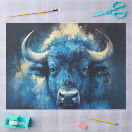 Decoupage Hedendaagse Blauwe Bizon Schilderij Tissuepapier (Craft)