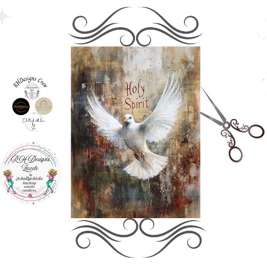 Decoupage Heilige Geest Duif Gebedsgericht  Tissuepapier