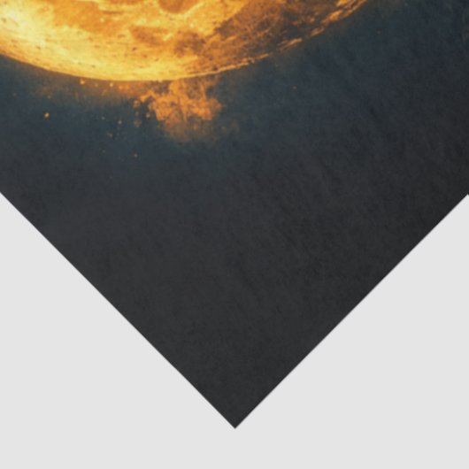 Decoupage Heksensilhouet Gloeiende Oranje Maan Tissuepapier (Detail)