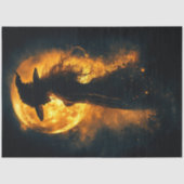 Decoupage Heksensilhouet Gloeiende Oranje Maan Tissuepapier (Voorkant)