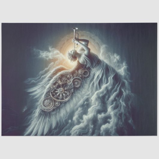 Decoupage Hemelse Engel Blowing a Trumpet Tissuepapier (Voorkant)