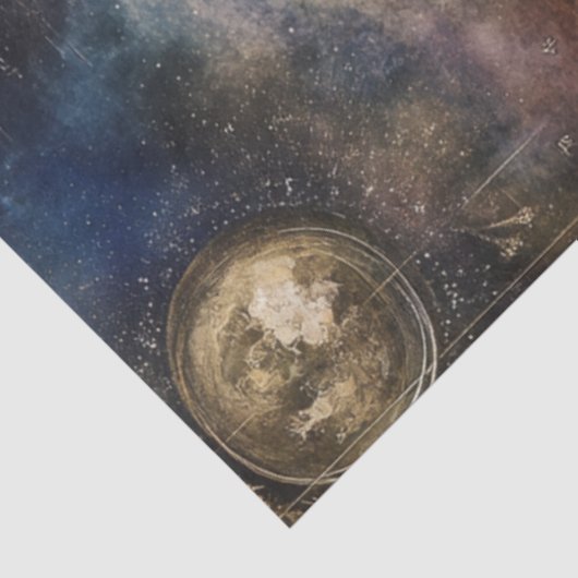 Decoupage Hemelse Kaart Astrologische Grafiek Tissuepapier (Detail)