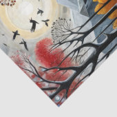 Decoupage - Herfstbos, rivier en de maan - Tissuepapier (Detail)