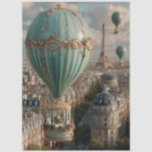 Decoupage Hete Luchtballon Eiffeltoren Scene Tissuepapier (Voorkant)