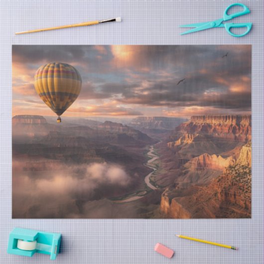 Decoupage Hete Luchtballon Grand Canyon Zonsonderg Tissuepapier (Craft)