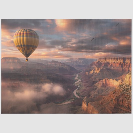 Decoupage Hete Luchtballon Grand Canyon Zonsonderg Tissuepapier (Voorkant)