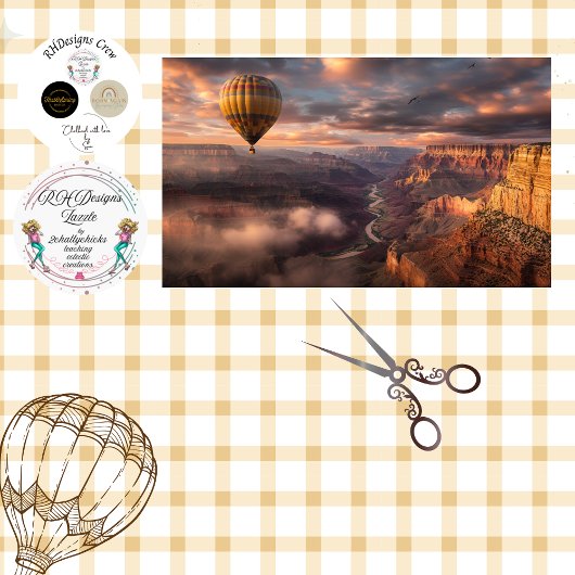 Decoupage Hete Luchtballon Grand Canyon Zonsonderg Tissuepapier