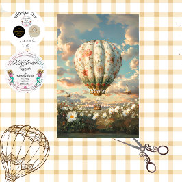 Decoupage Heteluchtballon Bloemenveld met Madelief Tissuepapier