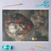Decoupage heteluchtballon schedel Rozen Tissuepapier (Craft)