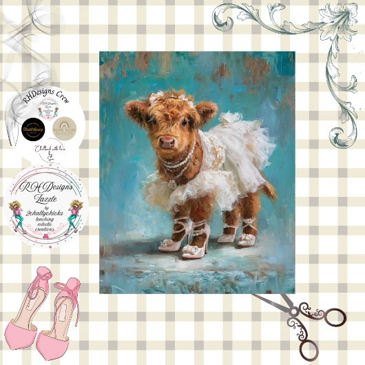 Decoupage Highland Bruids Kalf Kant Parels Tissuepapier