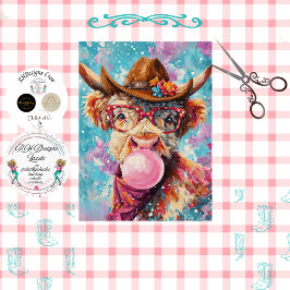 Decoupage Highland Bubblegum Cowgirl Pink Glasses Tissuepapier