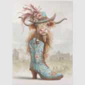 Decoupage Highland Calf Cowboy Dressed For Catwalk Tissuepapier (Voorkant)