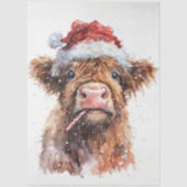 Decoupage Highland Calf Santa Hat Candy Cane Snow  Tissuepapier (Voorkant)