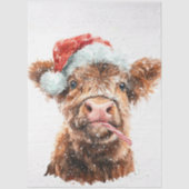 Decoupage Highland Calf Santa Hat Candy Cane Tissuepapier (Voorkant)
