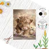 Decoupage Highland Calf Spring Daisies Tissuepapier