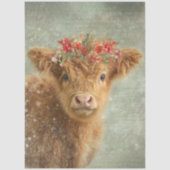 Decoupage Highland Calf Winter Handwritten Script Tissuepapier (Voorkant)