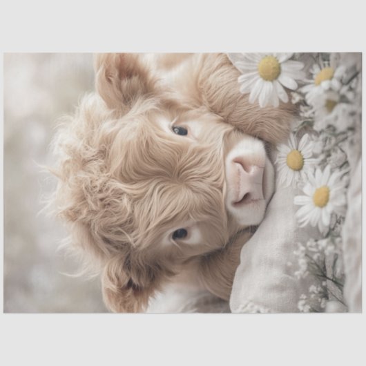 Decoupage Highland Calf Zonnebloemen Tissuepapier (Voorkant)