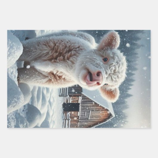 Decoupage Highland Calves Winter Scene  Inpakpapier Vel (Voorkant 3)