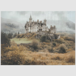 Decoupage Highland Castle Ierland Misty Landschap Tissuepapier