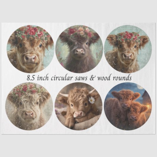 Decoupage Highland Cirkelzaag Ontwerpen 8.5" Tissuepapier (Voorkant)