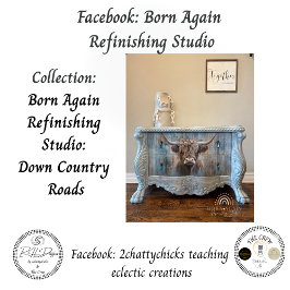 Decoupage Highland Cow Blue Distressed Background  Tissuepapier