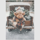 Decoupage Highland Cow Plaid Pinecones Winter Tissuepapier (Voorkant)