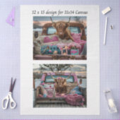 Decoupage Highland Cow Valentine Truck 11x14 Canva Tissuepapier (Craft)