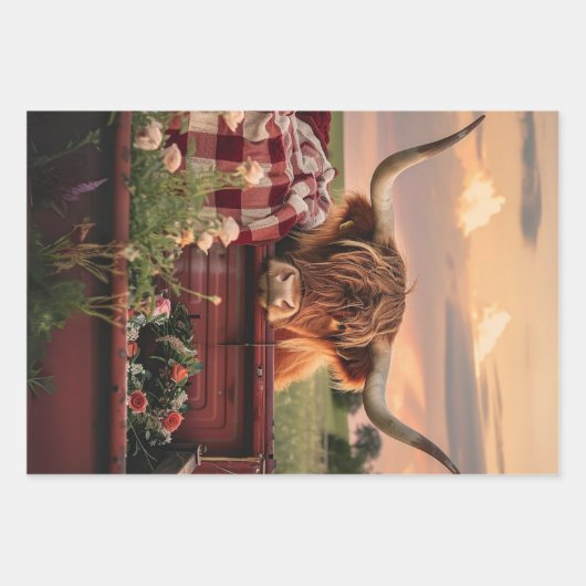 Decoupage Highland Cows Rustic Art Inpakpapier Vel (Voorkant 3)