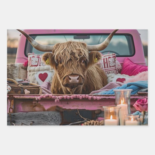 Decoupage Highland Cows Rustic Art Inpakpapier Vel (Voorkant)