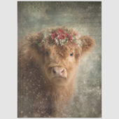 Decoupage Highland Kalf Winter Bloem Kunst Tissuepapier (Voorkant)