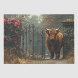 Decoupage Highland Koe Black Gate Forest Tissuepapier