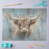Decoupage Highland Koe Blauw Distressed Achtergron Tissuepapier (Craft)