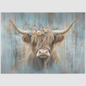 Decoupage Highland Koe Blauw Distressed Achtergron Tissuepapier (Voorkant)