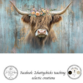 Decoupage Highland Koe Blauw Distressed Achtergron Tissuepapier