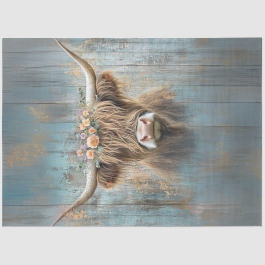 Decoupage Highland Koe Boerderij Stijl Tissuepapier (Voorkant)