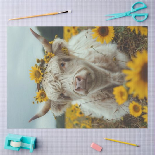 Decoupage Highland Koe Field Zonnebloemen Tissuepapier (Craft)