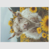 Decoupage Highland Koe Field Zonnebloemen Tissuepapier (Voorkant)