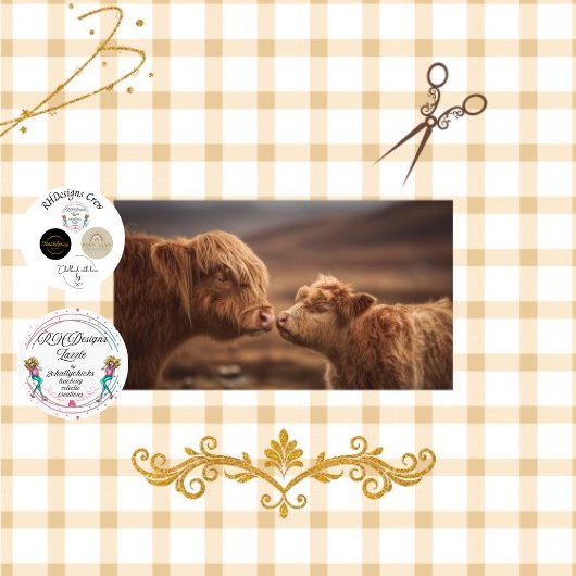 Decoupage Highland Koe & Kalf Nuzzling Tissuepapier