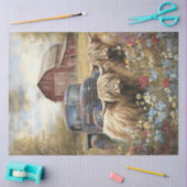 Decoupage Highland Koeien Blue Truck Red Barn Tissuepapier (Craft)