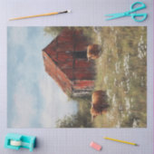 Decoupage Highland Koeien in Wildflowers Rustic Ba Tissuepapier (Craft)