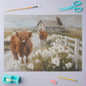 Decoupage Highland Koeien wandelen langs Country R Tissuepapier (Craft)