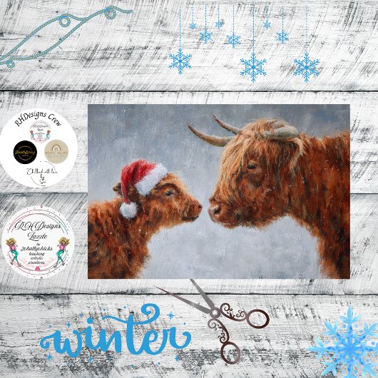 Decoupage Highland Mother &Calf Nose to Nose  Tissuepapier