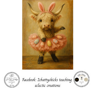 Decoupage Highland Pasen Ballerina in Roze Tissuepapier