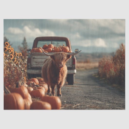 Decoupage Highland Truck Pumpkins Land Tissuepapier (Voorkant)