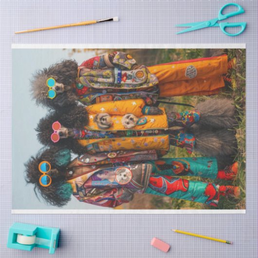 Decoupage Hippie Boho Standaard Poedel Zusters Tissuepapier (Craft)