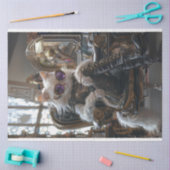 Decoupage Hippie Styled White Furry Cat Hip Boots Tissuepapier (Craft)