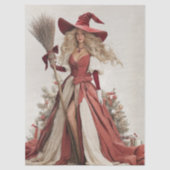 Decoupage Holiday Beautiful Witch 18x24 Canvas Tissuepapier (Voorkant)