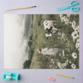 Decoupage Holstein Koe & Meisje in Field Wildflowe Tissuepapier (Craft)
