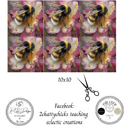 Decoupage Hommeltje Bloemen Roze 10x10 Tissuepapier