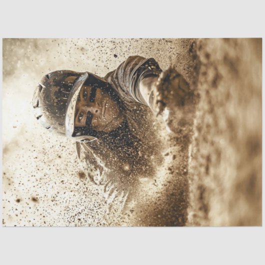 Decoupage Honkbal Speler Sliding Home Bord Tissuepapier (Voorkant)